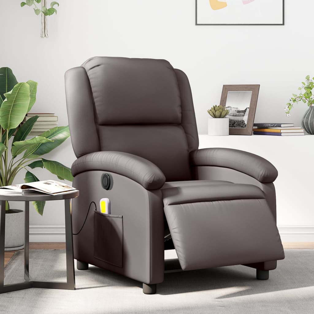 Fauteuil de massage inclinable électrique marron foncé Fauteuils vidaXL   