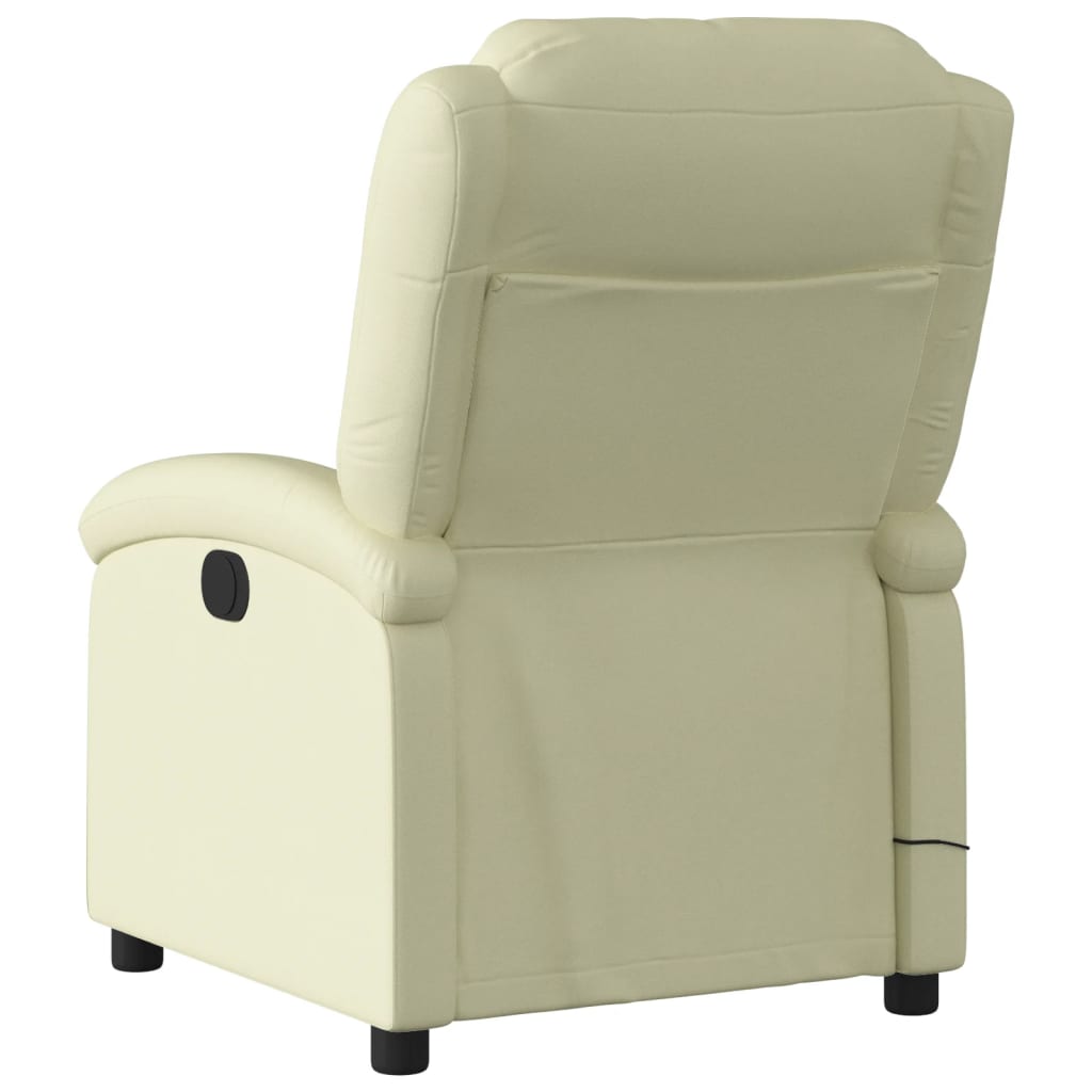 Fauteuil de massage inclinable électrique crème cuir véritable Fauteuils vidaXL   