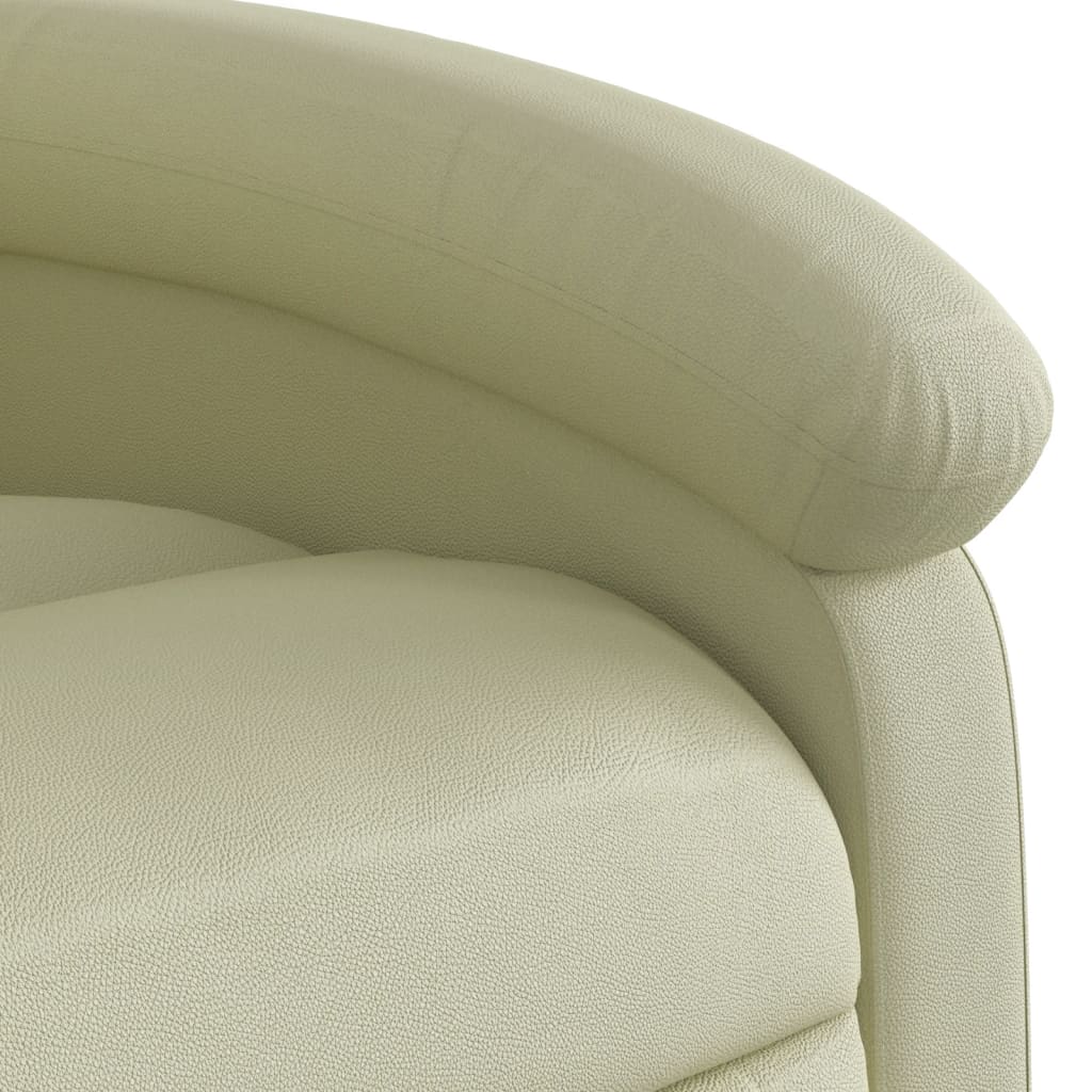 Fauteuil de massage inclinable électrique crème cuir véritable Fauteuils vidaXL   