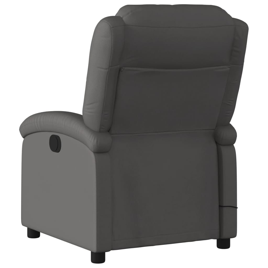 Fauteuil de massage inclinable électrique gris cuir véritable Fauteuils vidaXL   