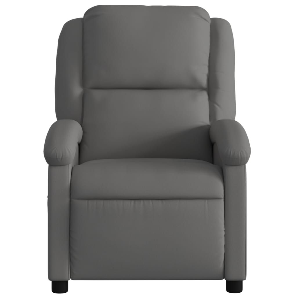 Fauteuil de massage inclinable électrique gris cuir véritable Fauteuils vidaXL   