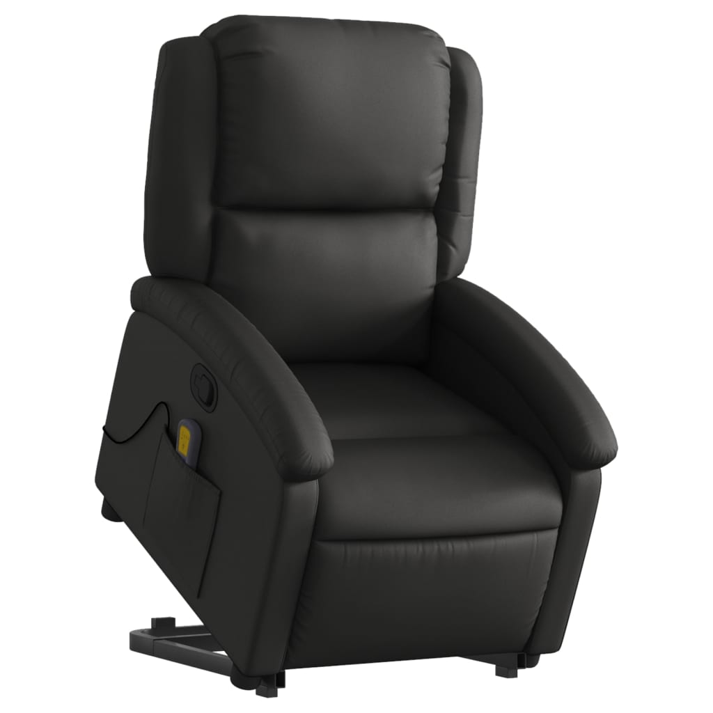 Fauteuil inclinable de massage noir cuir véritable Fauteuils vidaXL   