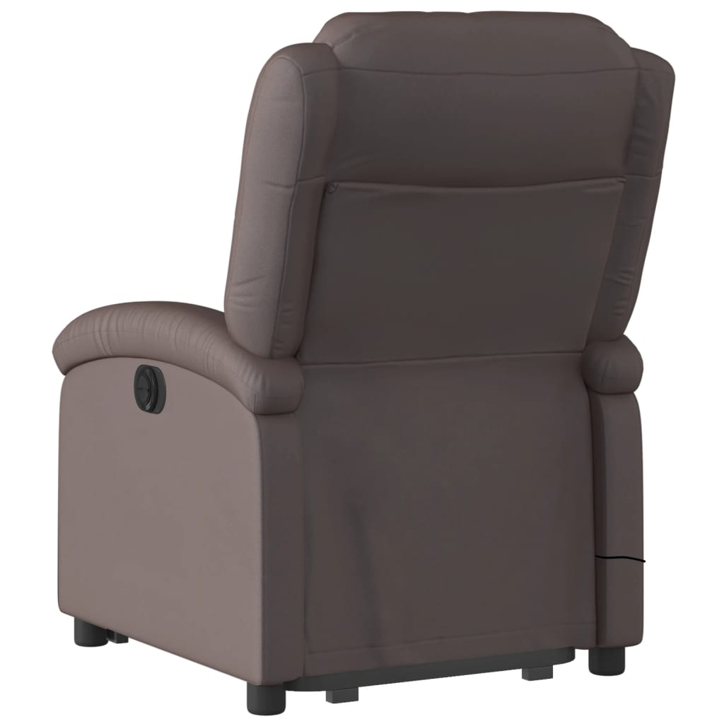 Fauteuil inclinable de massage marron foncé cuir véritable Fauteuils vidaXL   