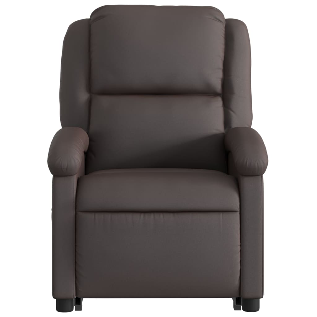 Fauteuil inclinable de massage marron foncé cuir véritable Fauteuils vidaXL   