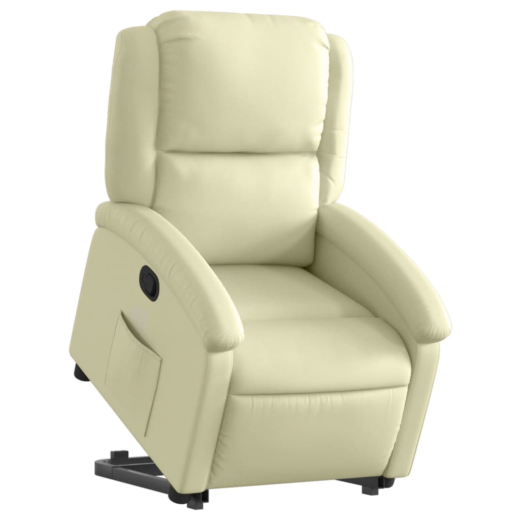 Fauteuil inclinable de massage crème cuir véritable Fauteuils vidaXL   