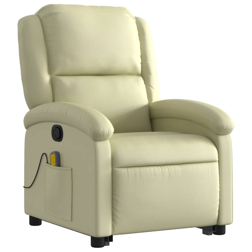 Fauteuil inclinable de massage crème cuir véritable Fauteuils vidaXL   