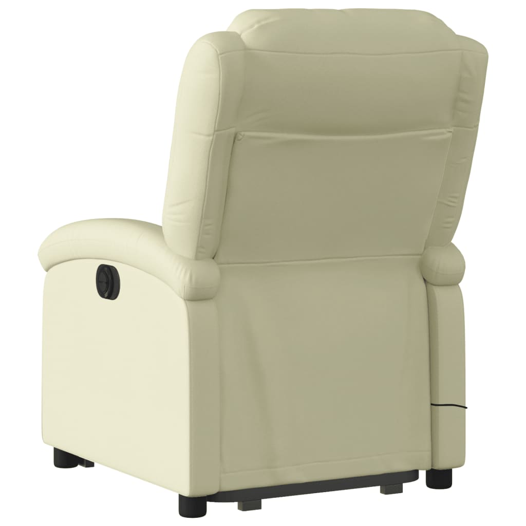 Fauteuil inclinable de massage crème cuir véritable Fauteuils vidaXL   