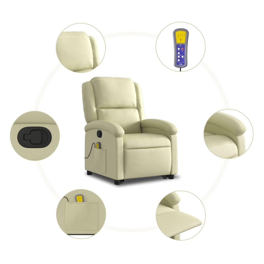 Fauteuil inclinable de massage crème cuir véritable Fauteuils vidaXL   