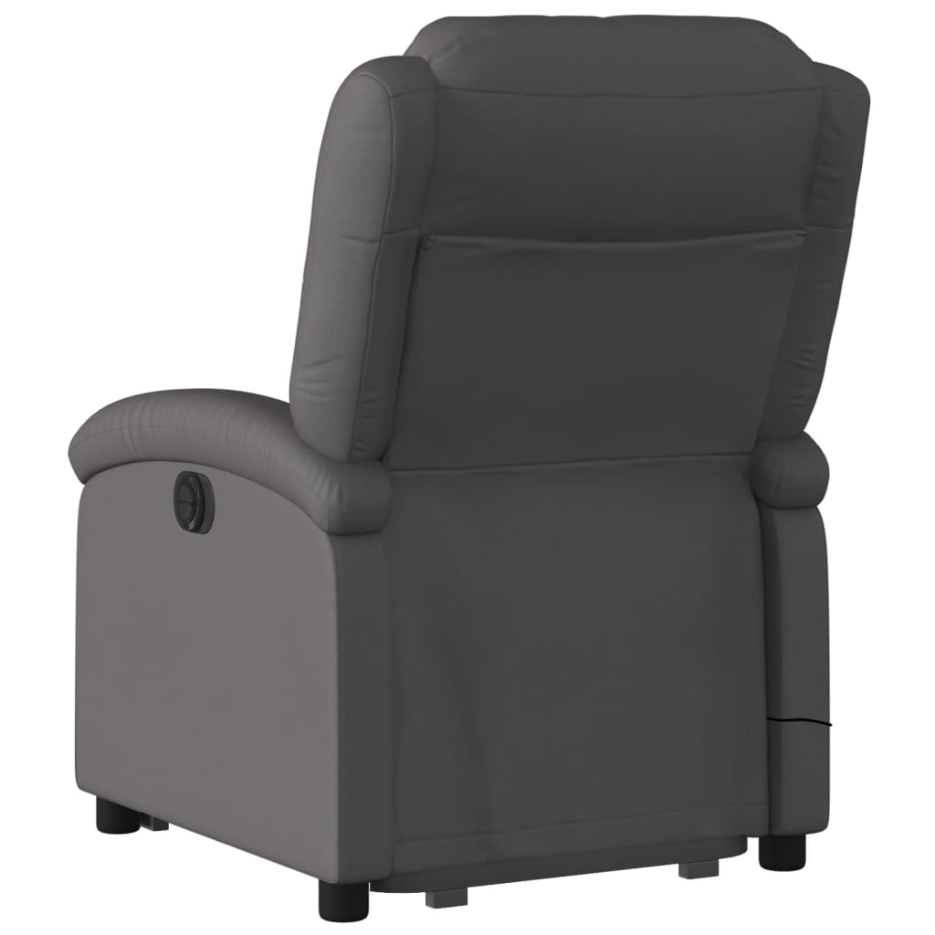 Fauteuil inclinable de massage gris cuir véritable Fauteuils vidaXL   