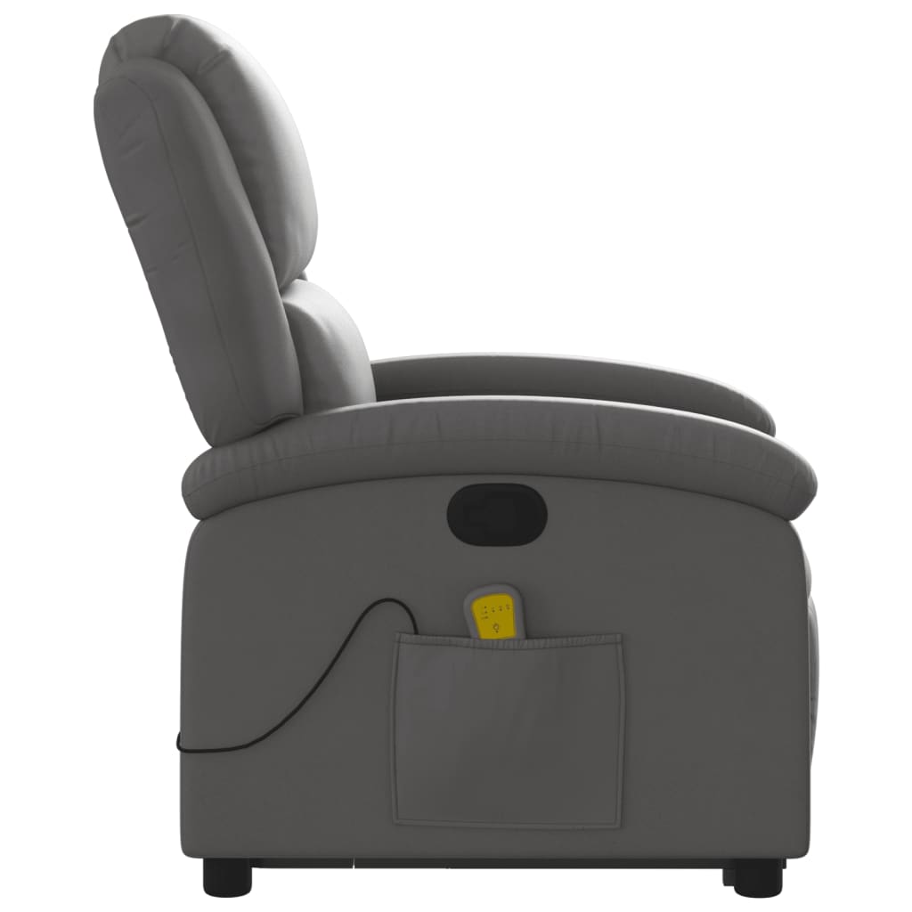 Fauteuil inclinable de massage gris cuir véritable Fauteuils vidaXL   