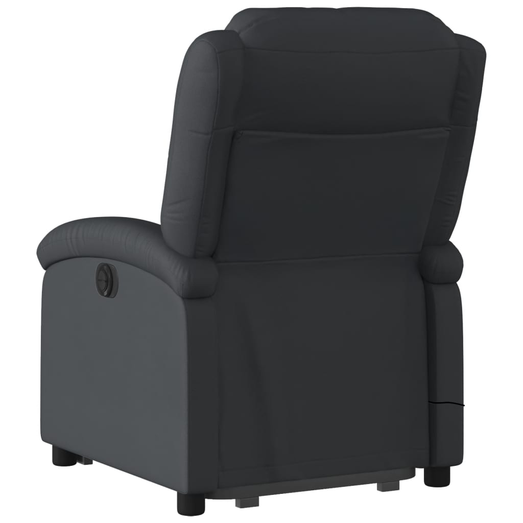 Fauteuil inclinable de massage électrique noir cuir véritable Fauteuils vidaXL   