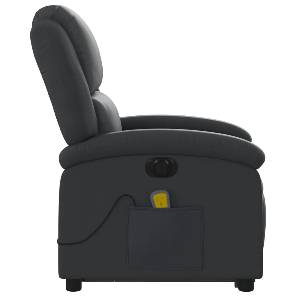 Fauteuil inclinable de massage électrique noir cuir véritable Fauteuils vidaXL   