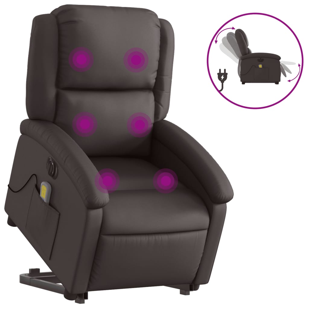 Fauteuil inclinable de massage électrique marron foncé Fauteuils vidaXL   