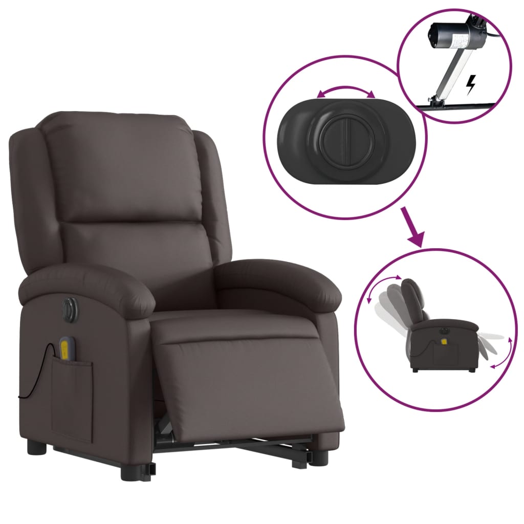 Fauteuil inclinable de massage électrique marron foncé Fauteuils vidaXL   