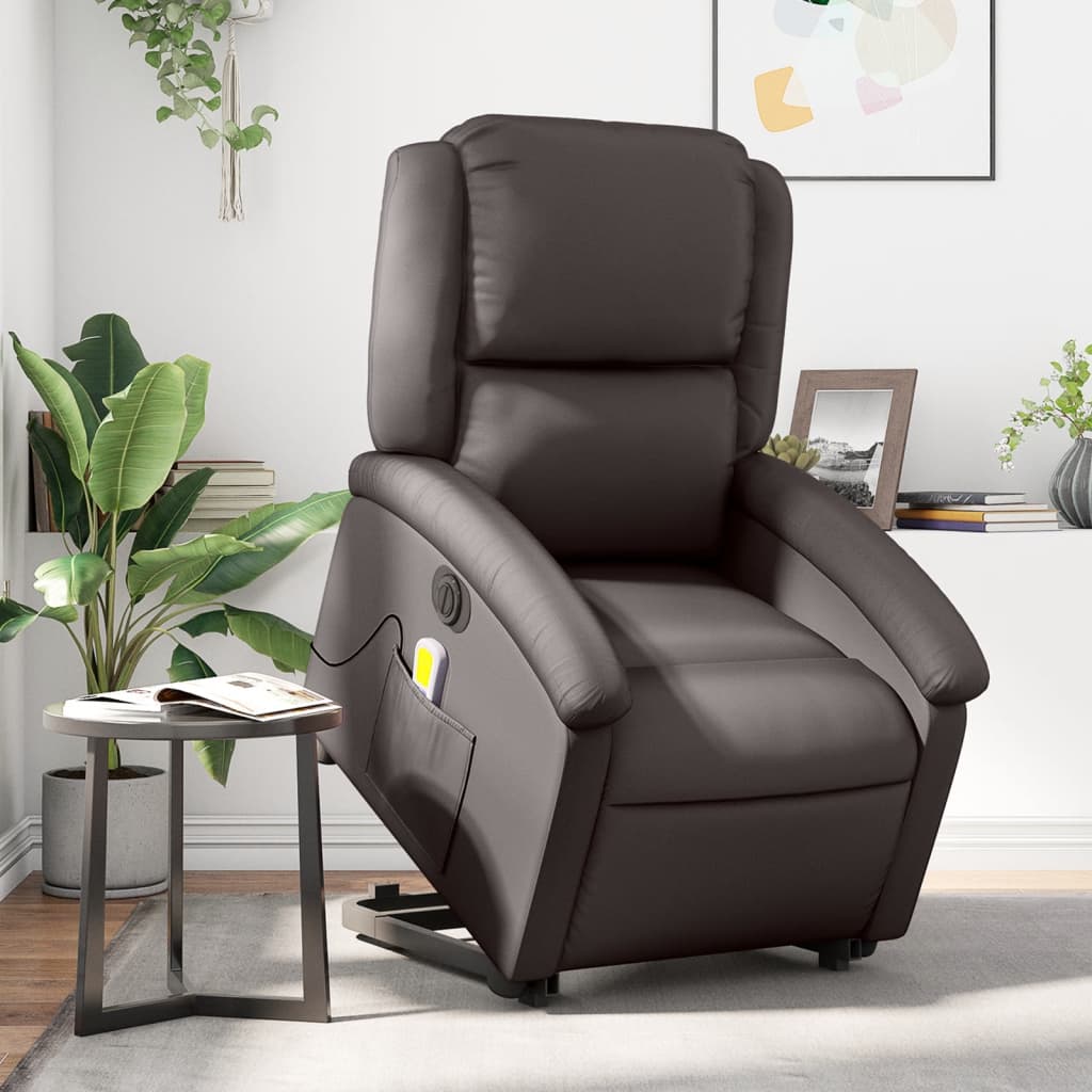 Fauteuil inclinable de massage électrique marron foncé Fauteuils vidaXL   