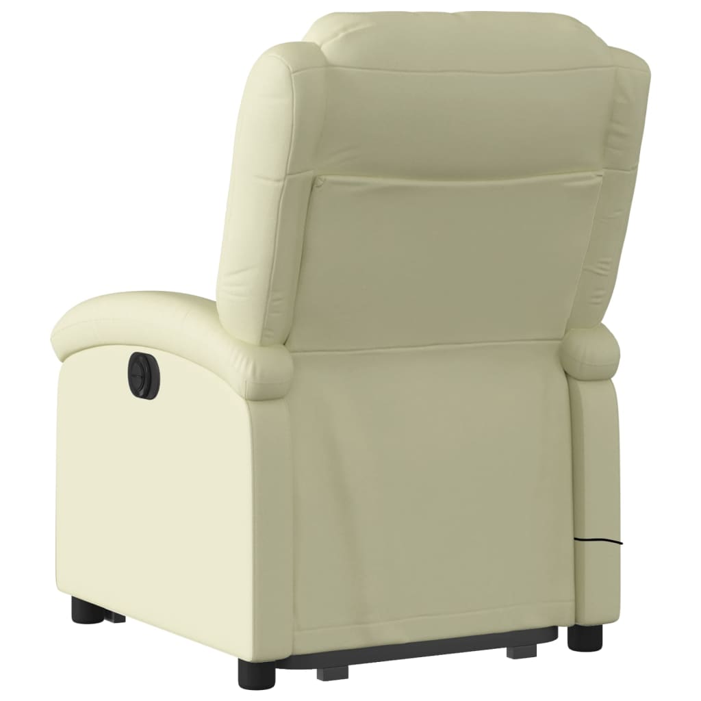 Fauteuil inclinable de massage électrique crème cuir véritable Fauteuils vidaXL   