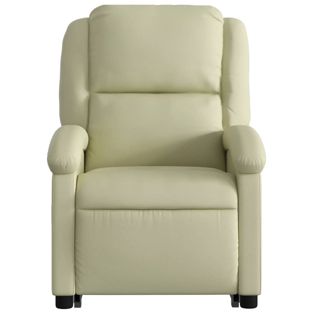 Fauteuil inclinable de massage électrique crème cuir véritable Fauteuils vidaXL   