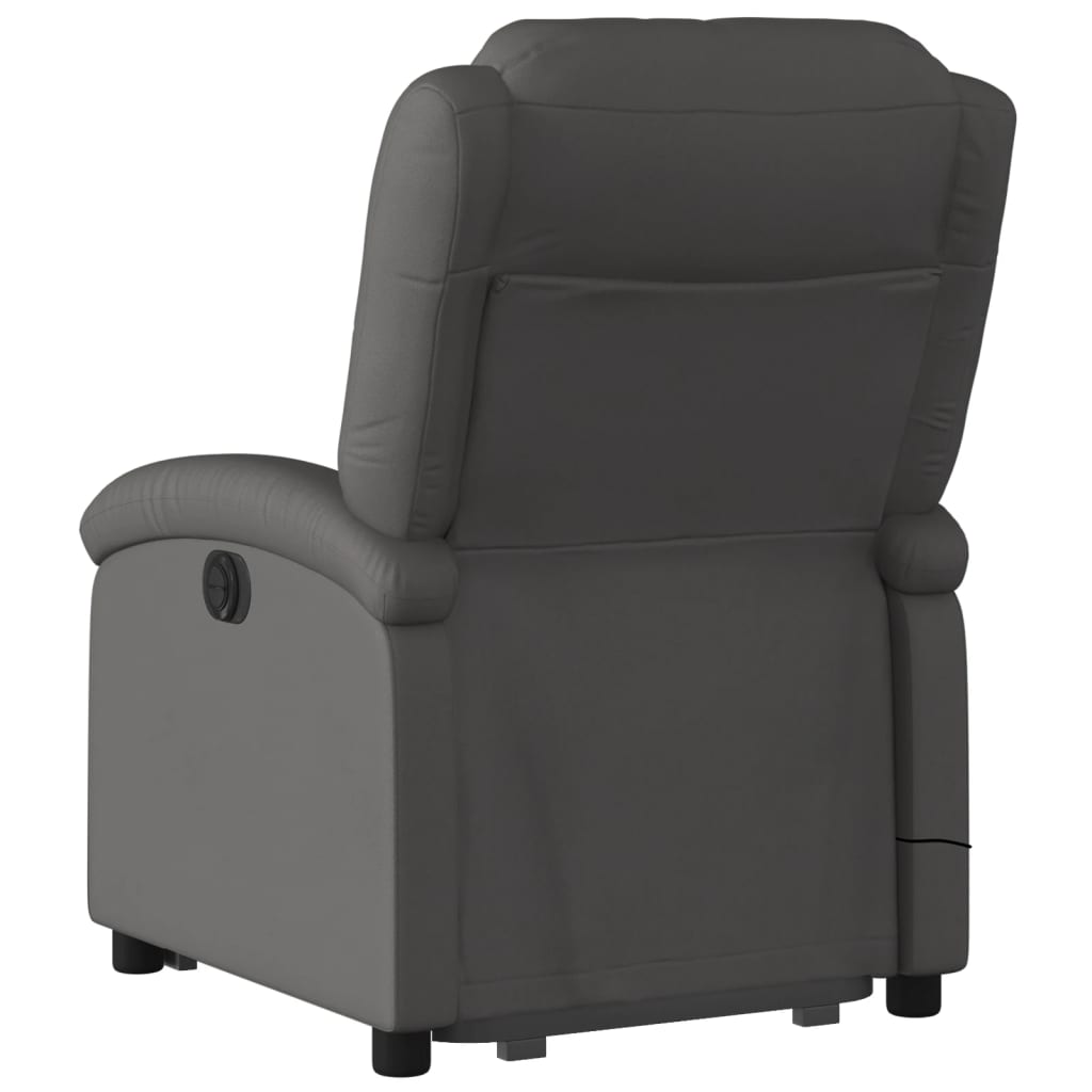 Fauteuil inclinable de massage électrique gris cuir véritable Fauteuils vidaXL   