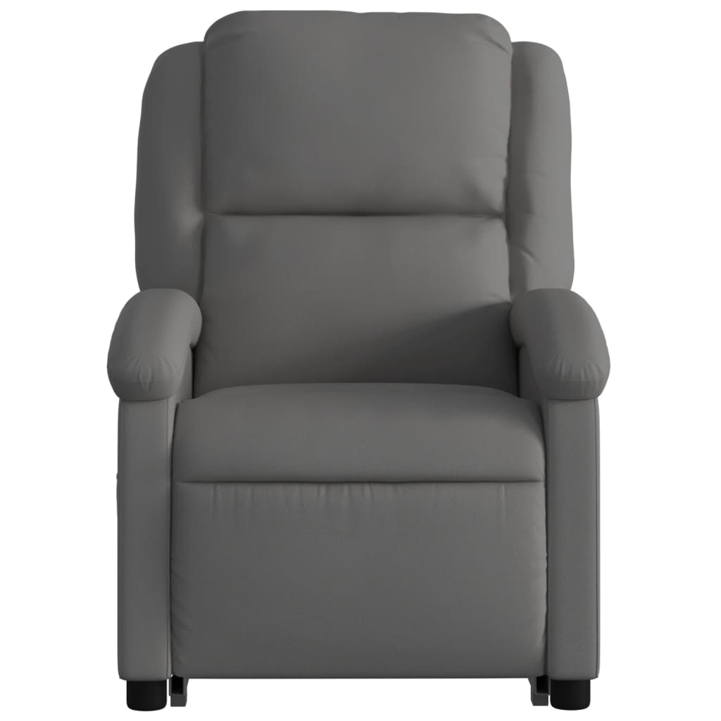 Fauteuil inclinable de massage électrique gris cuir véritable Fauteuils vidaXL   