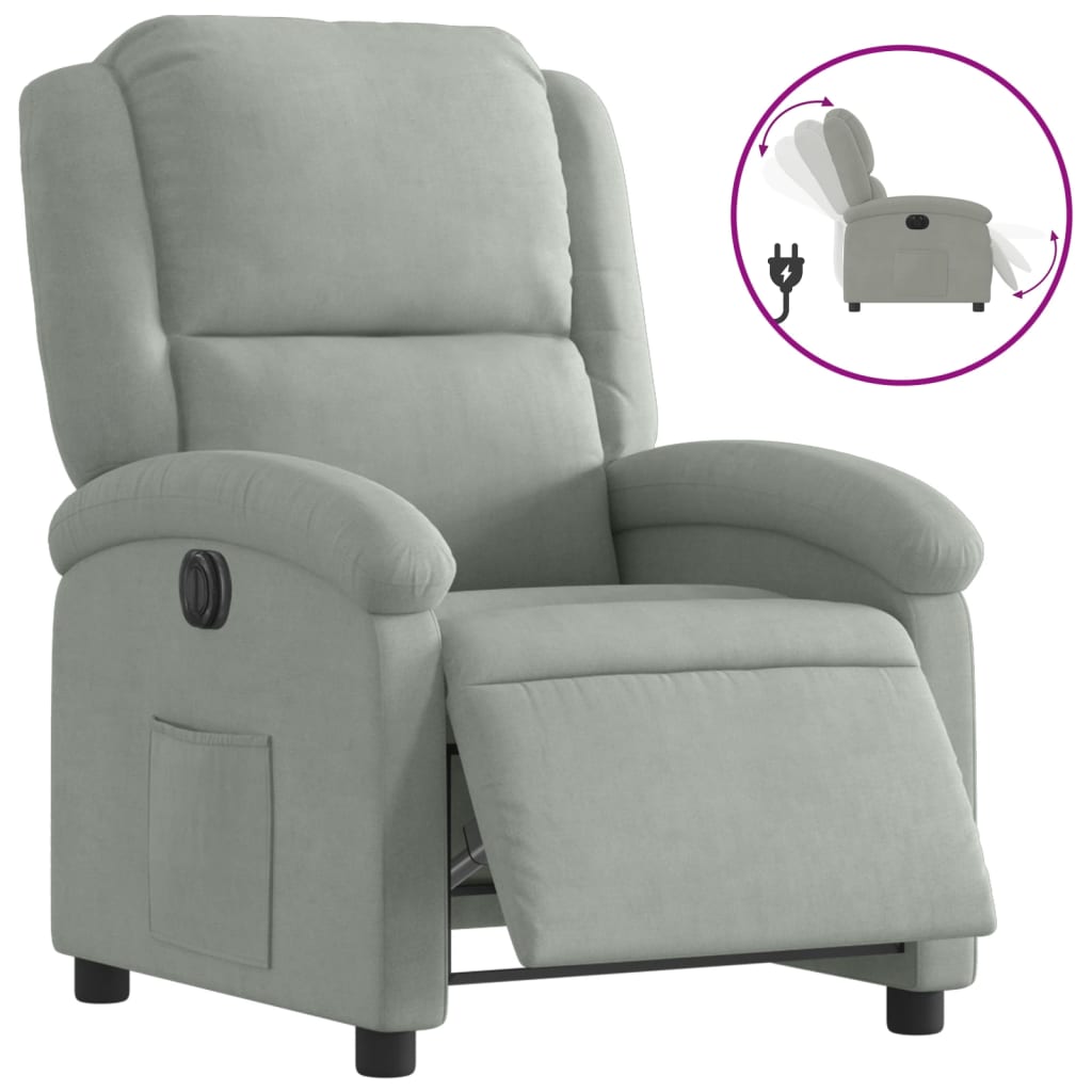 Fauteuil inclinable électrique gris clair velours Fauteuils vidaXL   