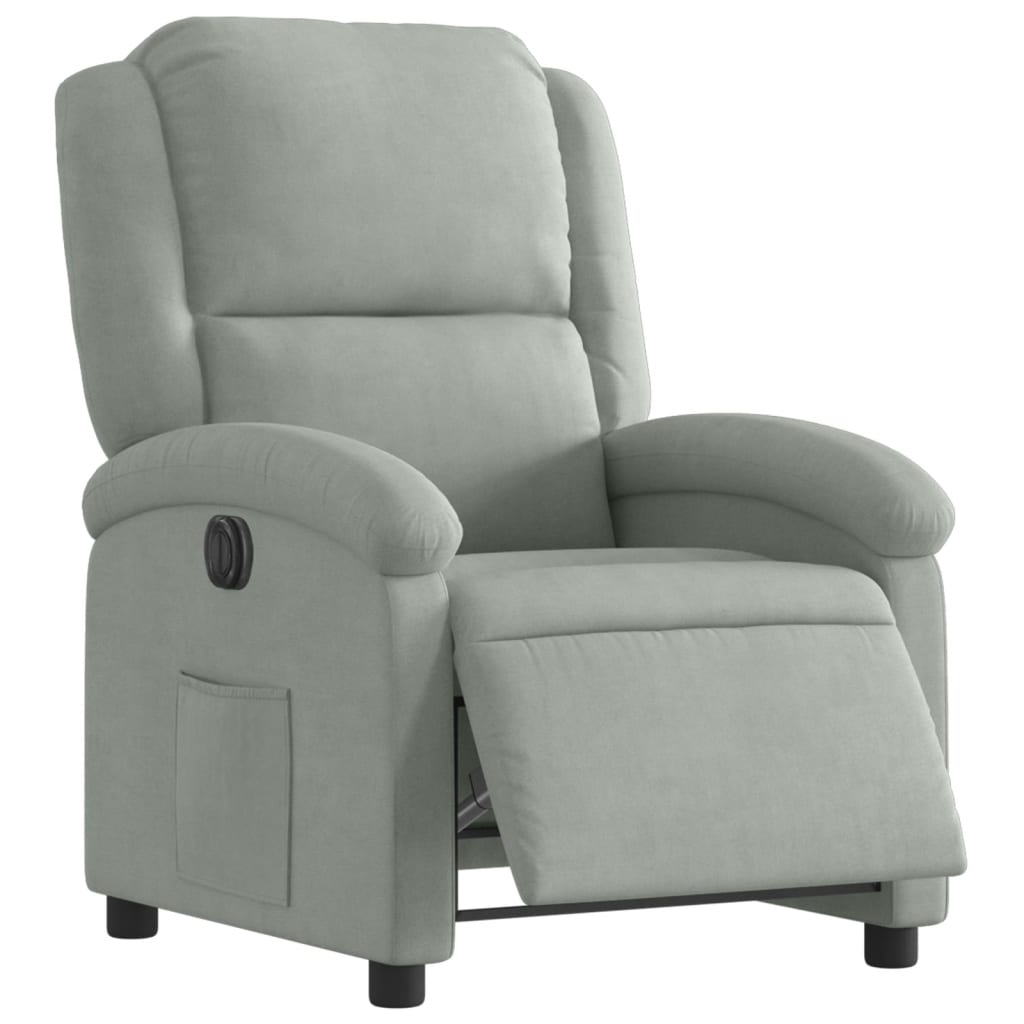 Fauteuil inclinable électrique gris clair velours Fauteuils vidaXL   