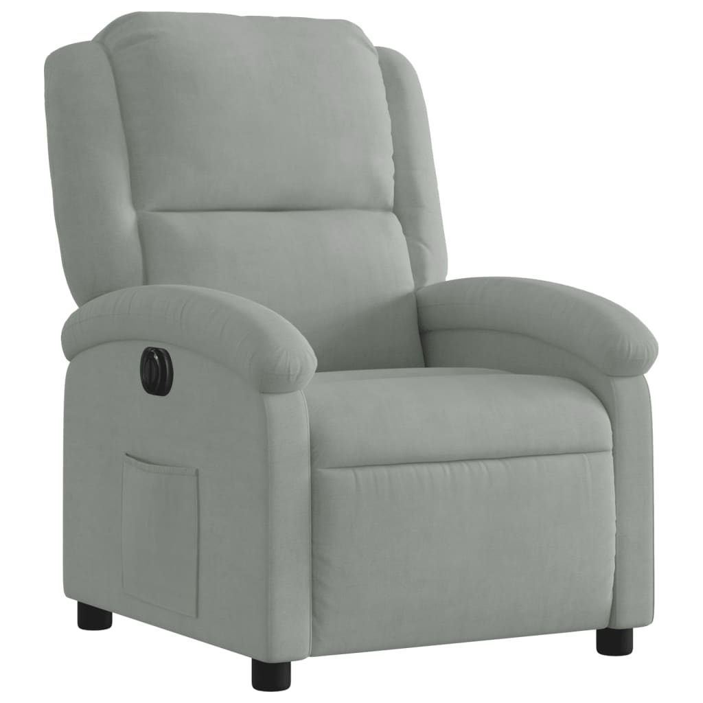 Fauteuil inclinable électrique gris clair velours Fauteuils vidaXL   