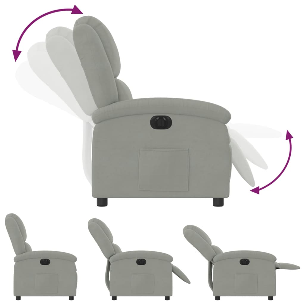 Fauteuil inclinable électrique gris clair velours Fauteuils vidaXL   