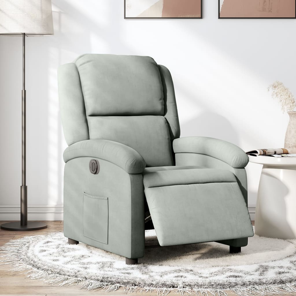 Fauteuil inclinable électrique gris clair velours Fauteuils vidaXL   