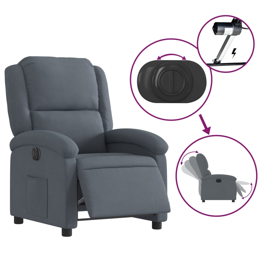 Fauteuil inclinable électrique Gris foncé Velours - Xios Store SNC