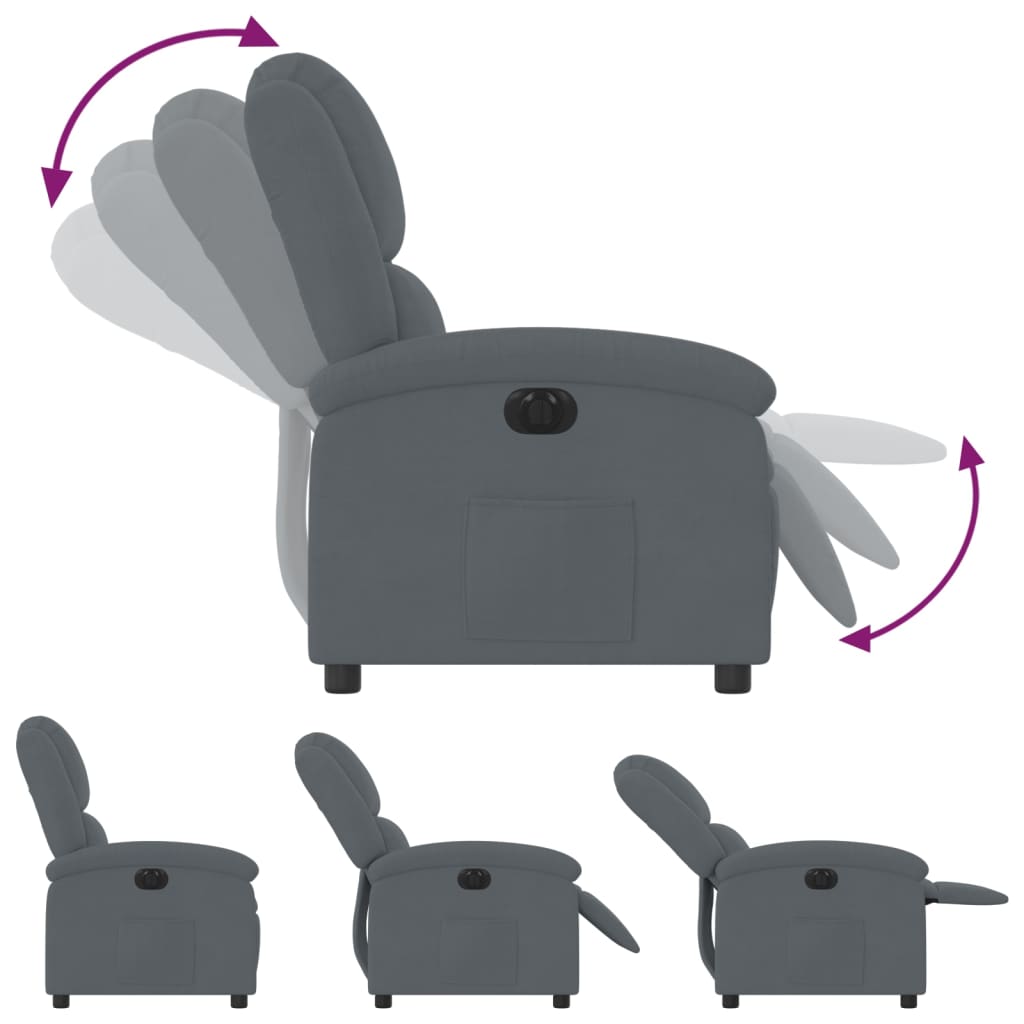 Fauteuil inclinable électrique Gris foncé Velours - Xios Store SNC