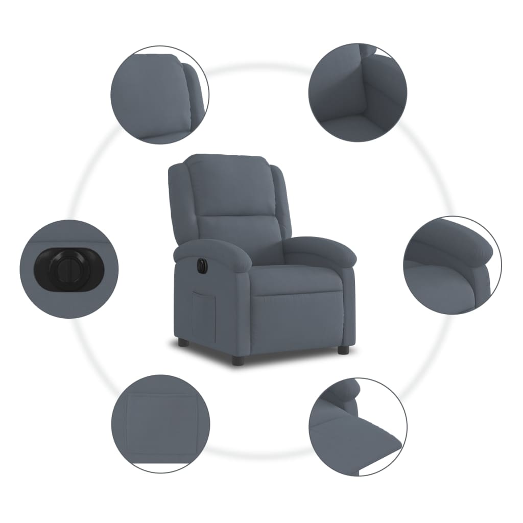 Fauteuil inclinable électrique Gris foncé Velours - Xios Store SNC