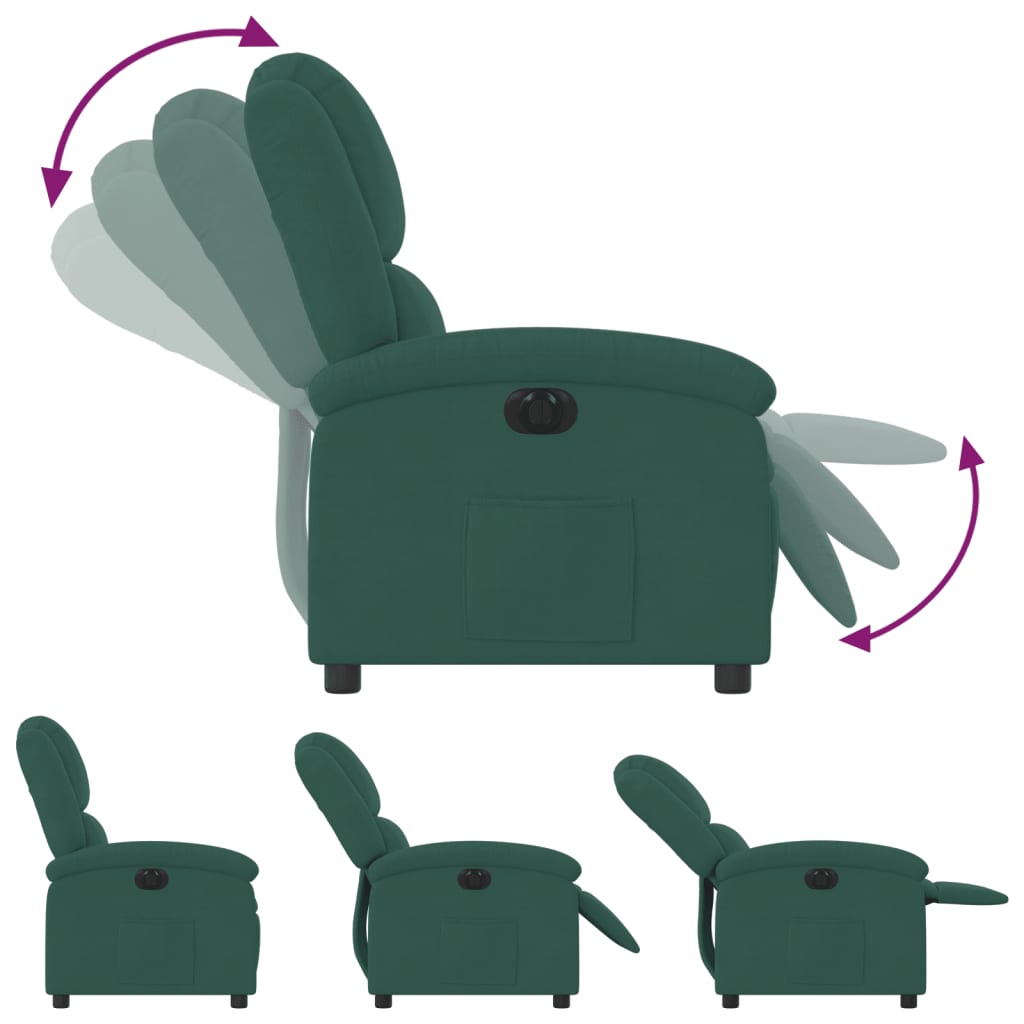 Fauteuil inclinable électrique vert foncé velours - Xios Store SNC