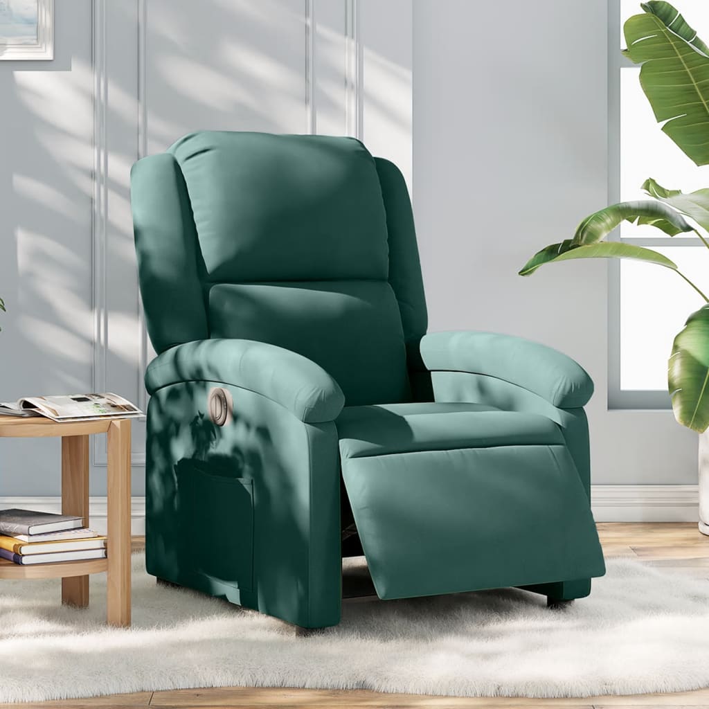 Fauteuil inclinable électrique vert foncé velours - Xios Store SNC