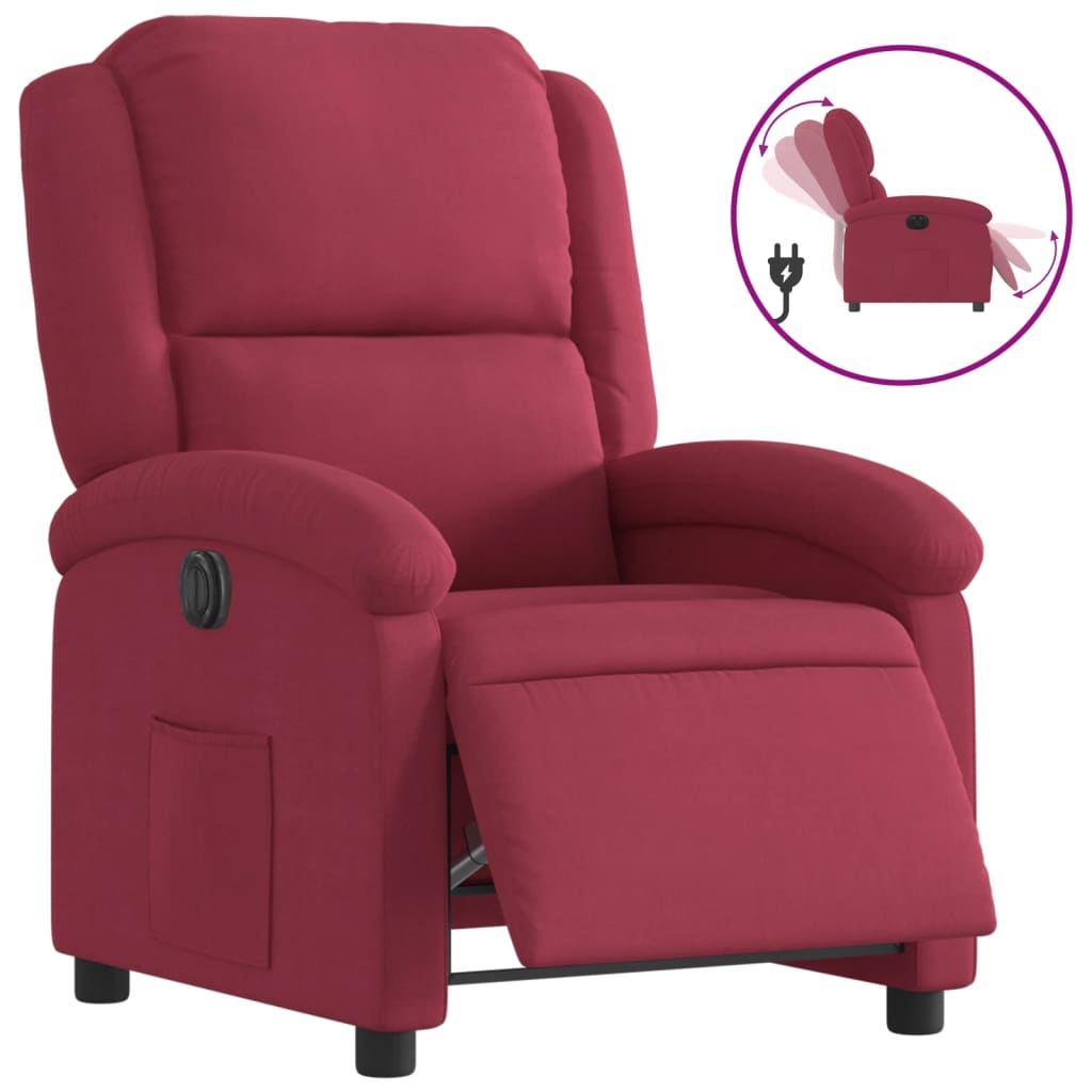 Fauteuil inclinable électrique rouge bordeaux velours - Xios Store SNC