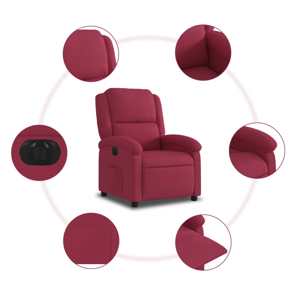 Fauteuil inclinable électrique rouge bordeaux velours - Xios Store SNC