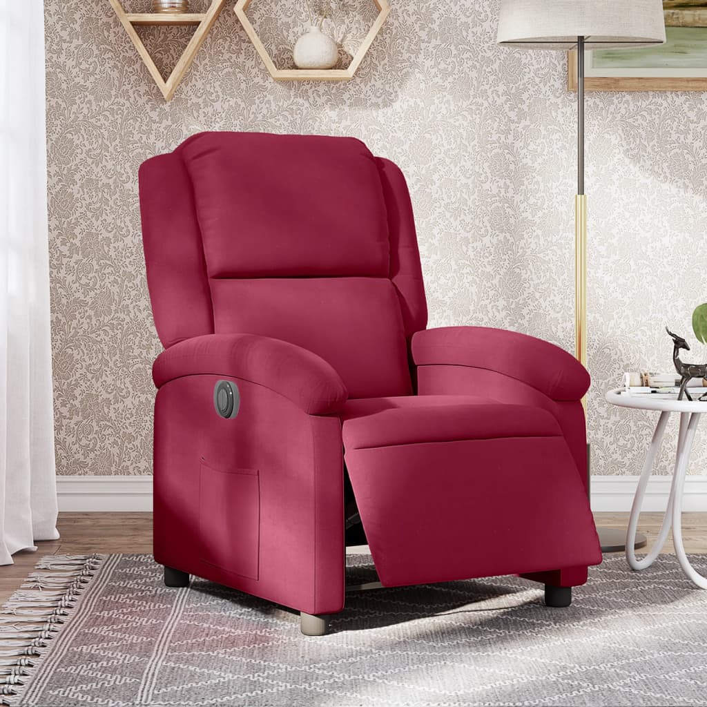 Fauteuil inclinable électrique rouge bordeaux velours - Xios Store SNC