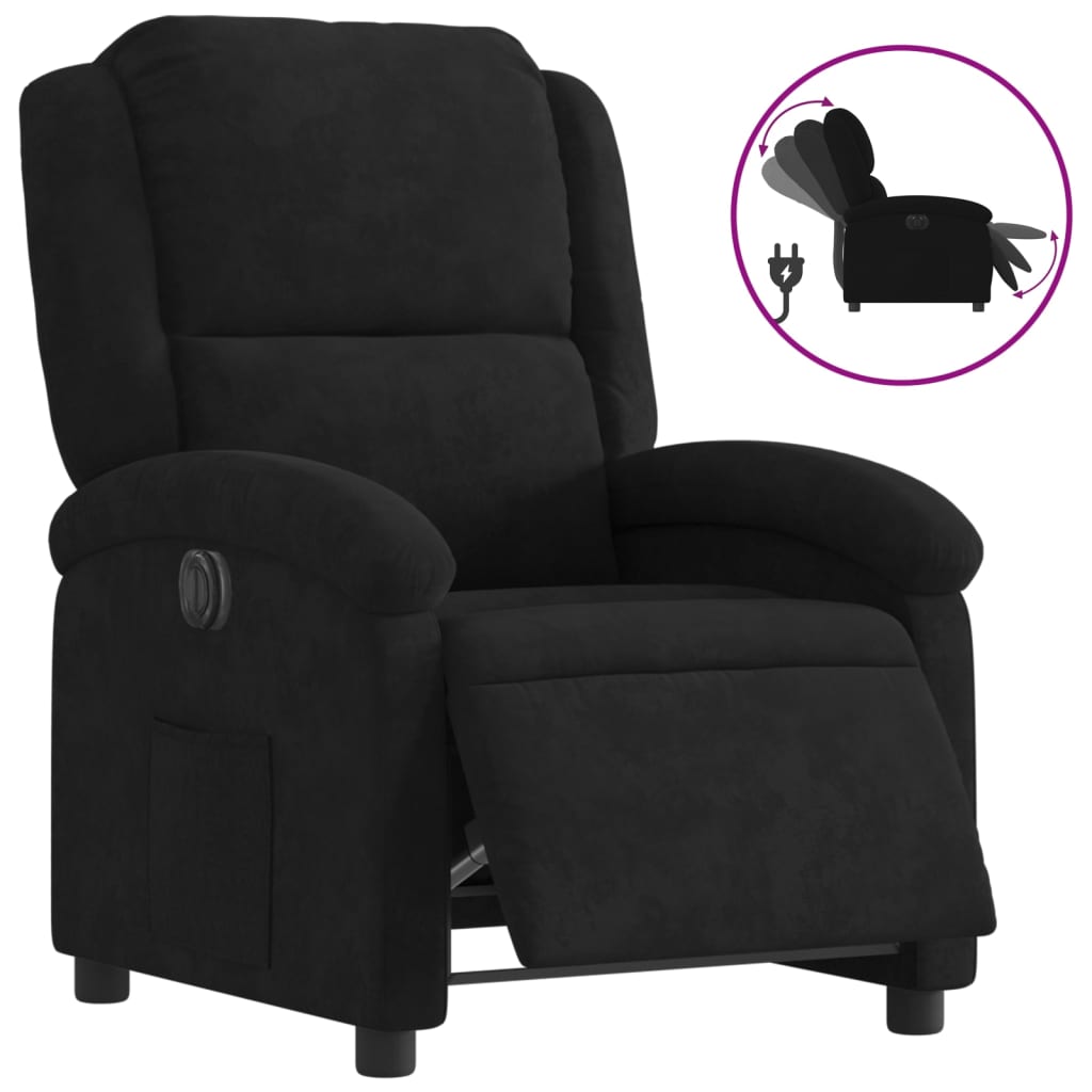 Fauteuil inclinable électrique noir velours - Xios Store SNC