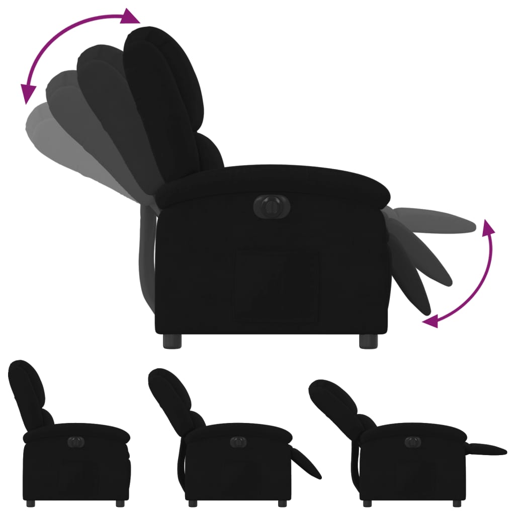 Fauteuil inclinable électrique noir velours - Xios Store SNC