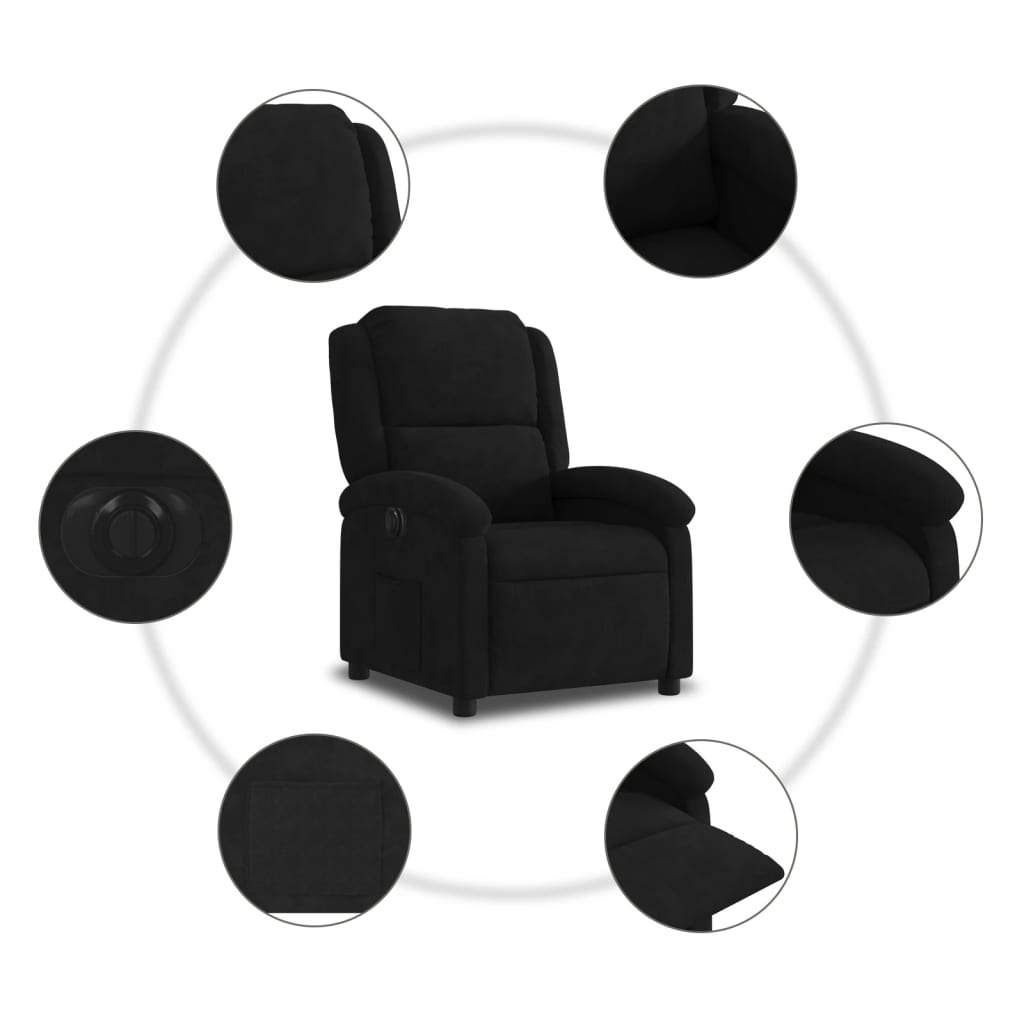 Fauteuil inclinable électrique noir velours - Xios Store SNC