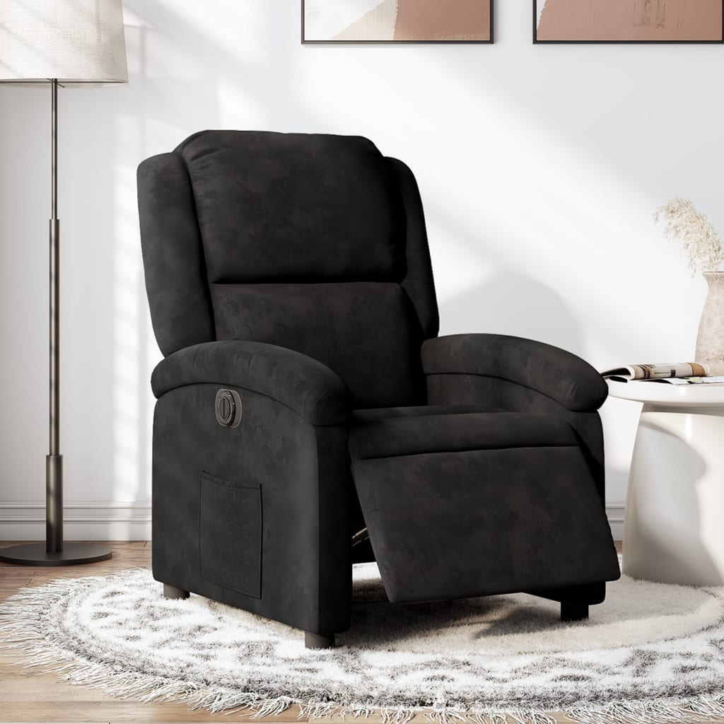 Fauteuil inclinable électrique noir velours - Xios Store SNC