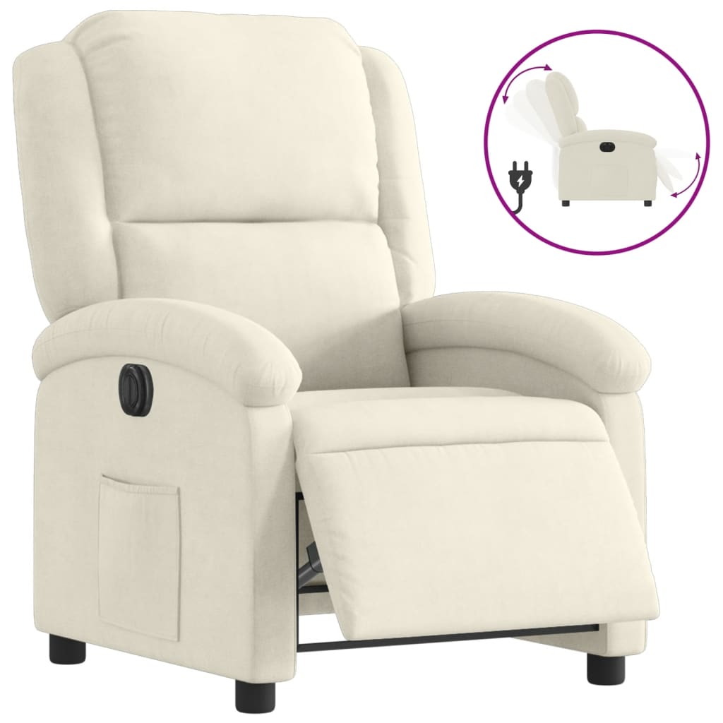 Fauteuil inclinable électrique Crème Velours - Xios Store SNC