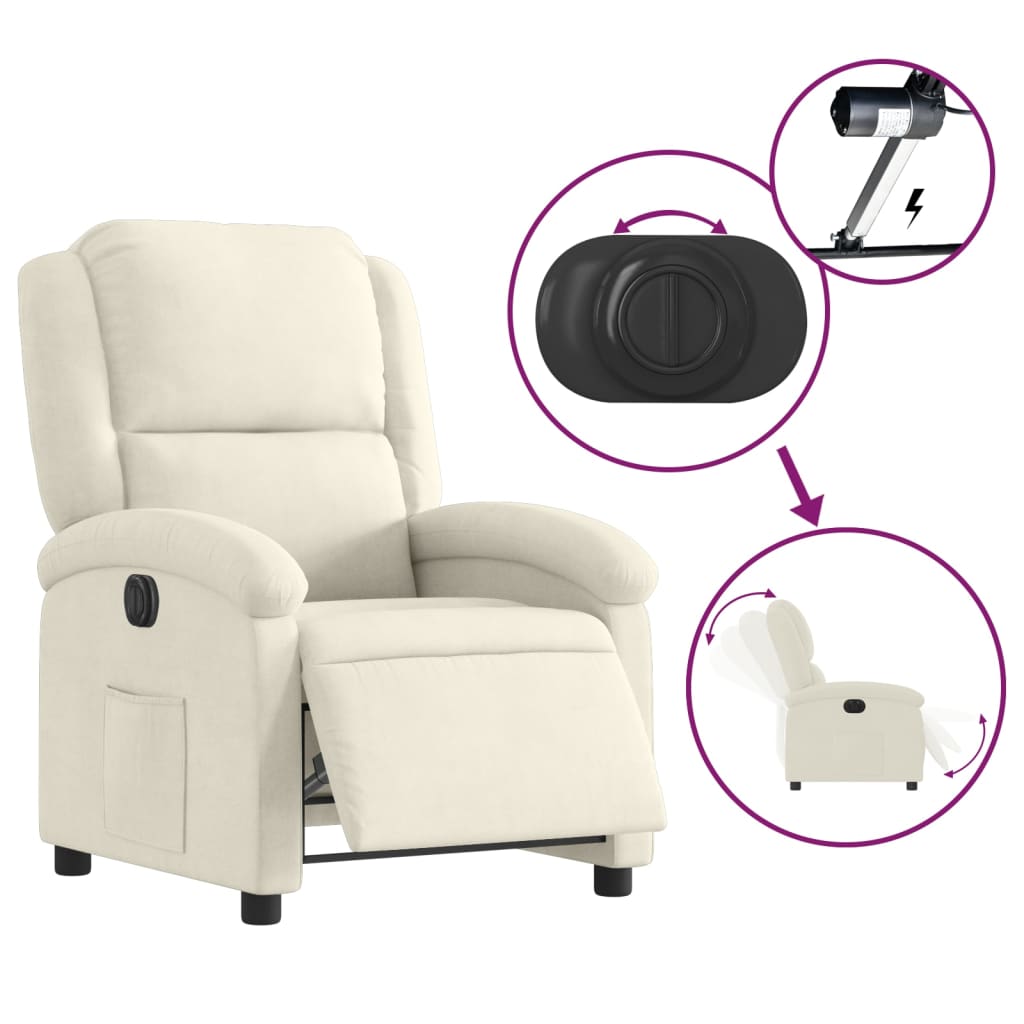 Fauteuil inclinable électrique Crème Velours - Xios Store SNC