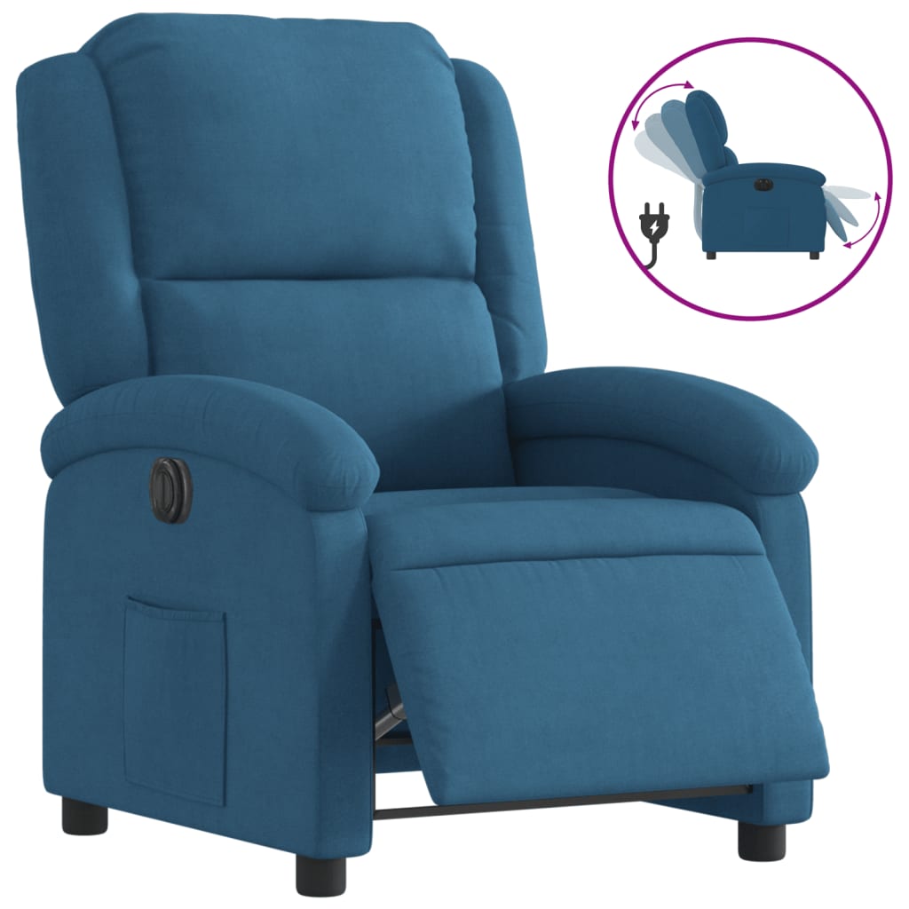 Fauteuil inclinable électrique bleu velours - Xios Store SNC