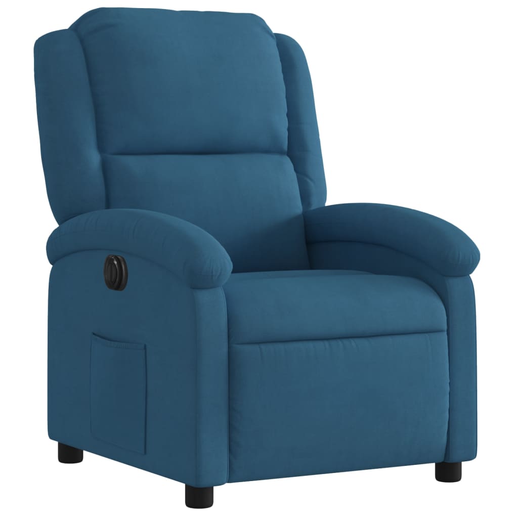 Fauteuil inclinable électrique bleu velours - Xios Store SNC