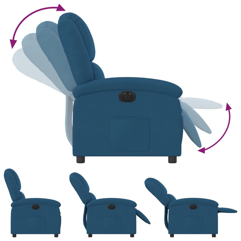 Fauteuil inclinable électrique bleu velours - Xios Store SNC