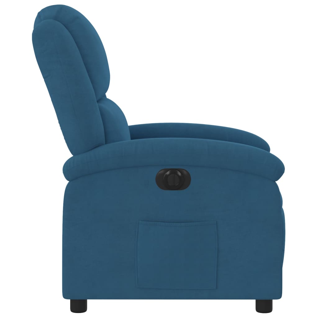 Fauteuil inclinable électrique bleu velours - Xios Store SNC