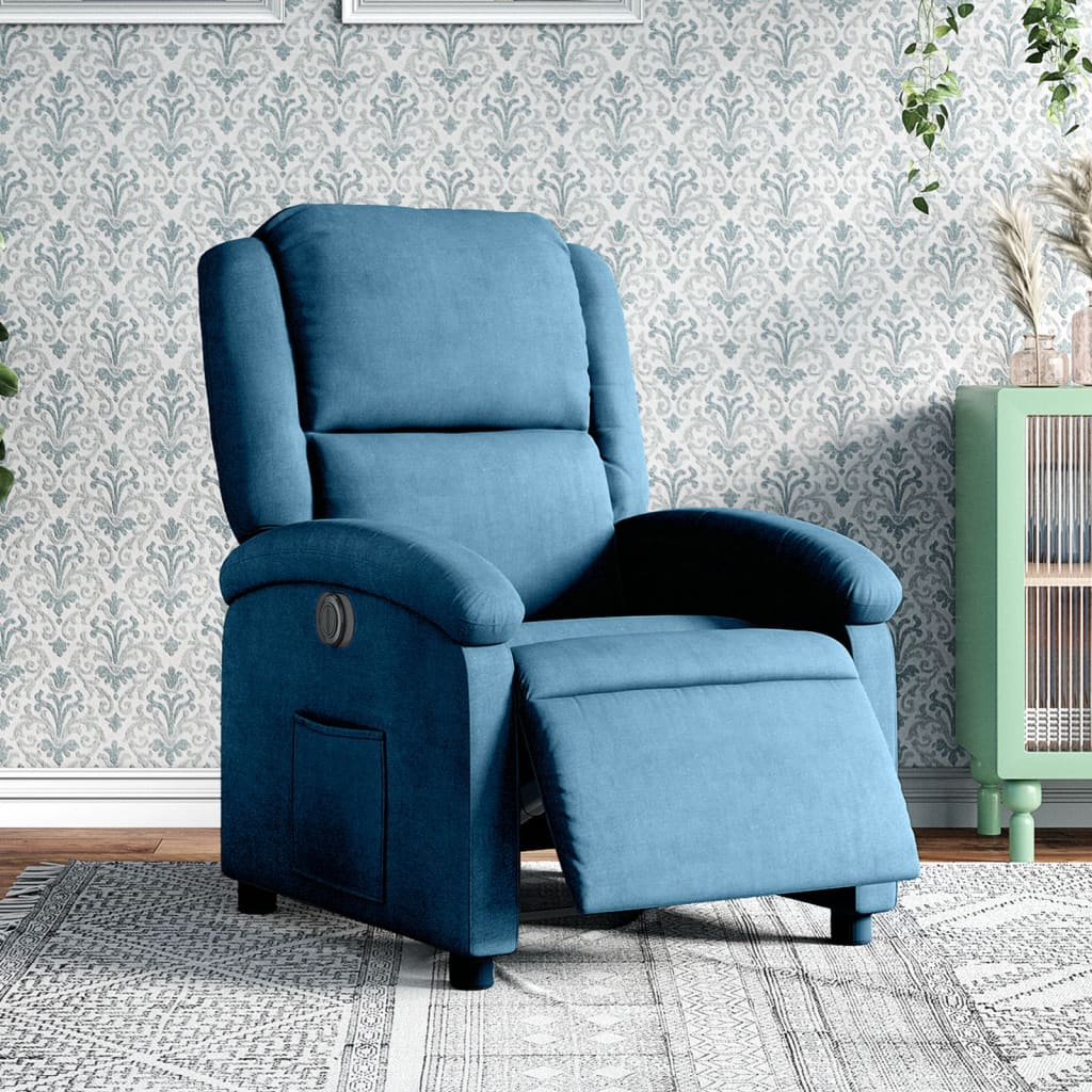 Fauteuil inclinable électrique bleu velours - Xios Store SNC