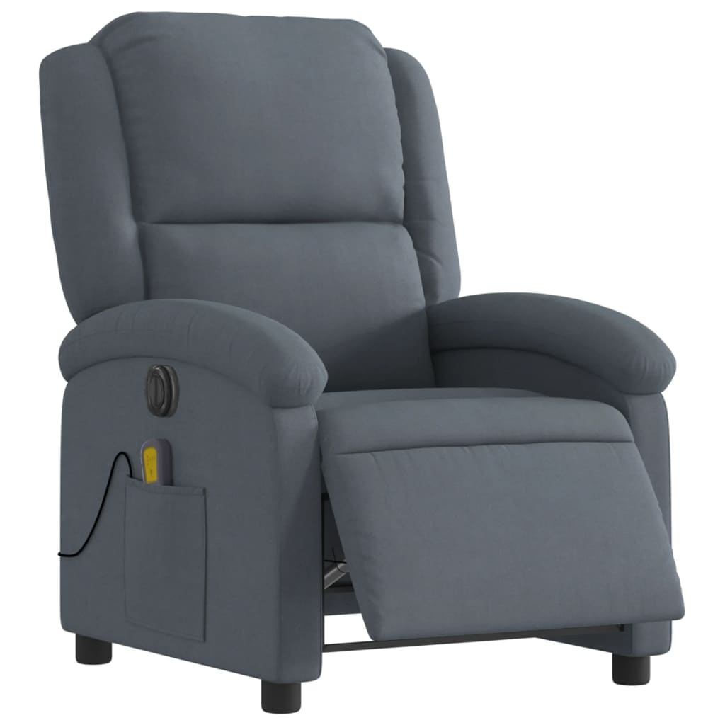 Fauteuil inclinable de massage électrique gris foncé velours Fauteuils vidaXL   