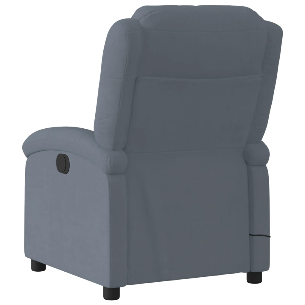 Fauteuil inclinable de massage électrique gris foncé velours Fauteuils vidaXL   