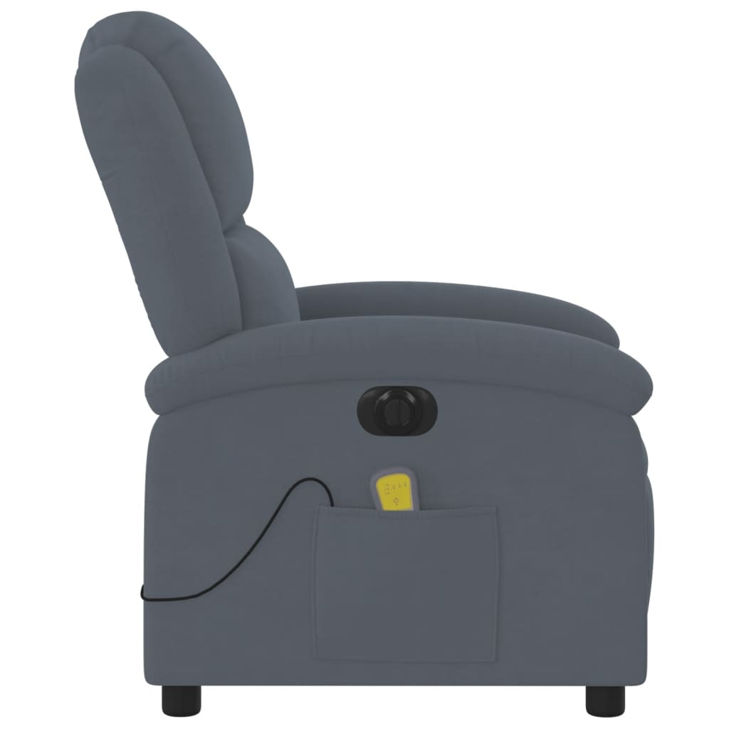 Fauteuil inclinable de massage électrique gris foncé velours Fauteuils vidaXL   